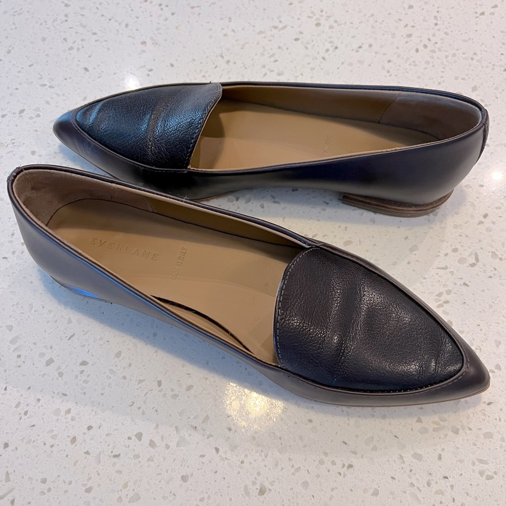 Everlane Leather Pointed Toe Flats Oxblood